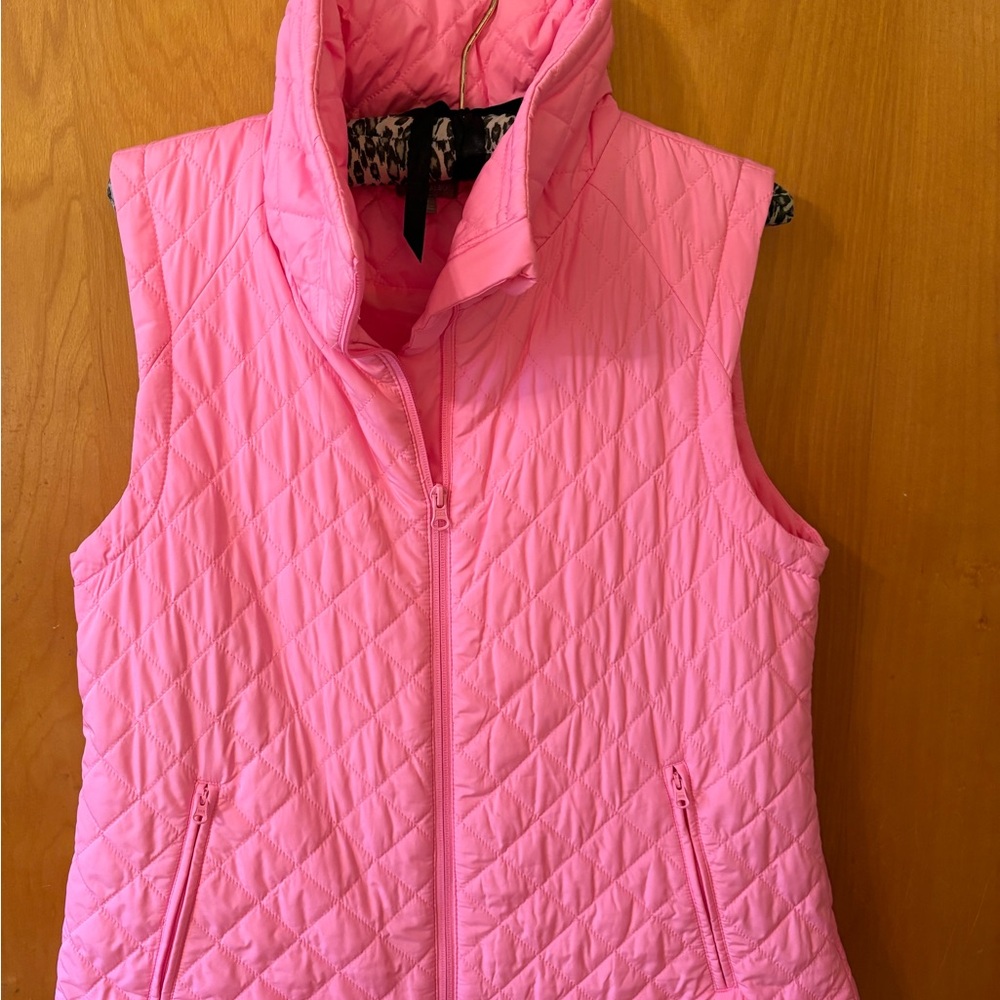 Talbots Bright Pink Quilted Vest